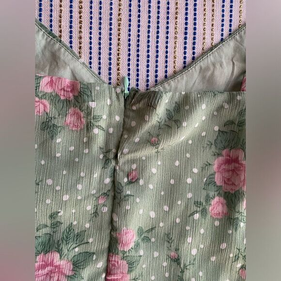 HELLO MOLLY Know My Worth Maxi Dress Floral Ruffle Ruched, Size L Green NWT - Picture 11 of 15